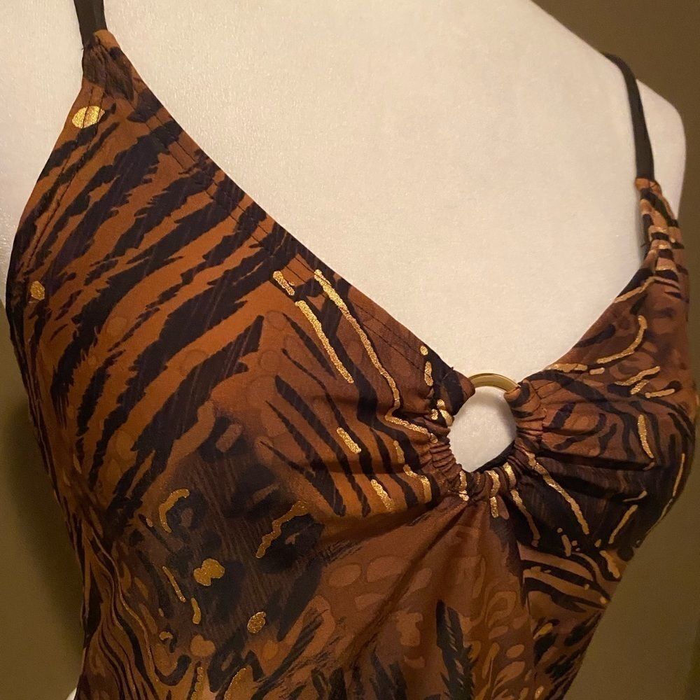 Beach Native Brown/Black Printed Tankini Sz 8 - Picture 11 of 13
